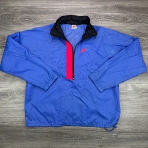 Vintage Nike Windbreaker Jacket Mens Large 1/2 Side Zip Mock Swoosh Retro 90s